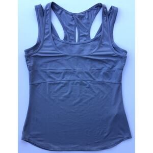 Uniqlo Women’s Size M Gray/Blue Active DRY Mesh Lined Cut Out Back Racerback Top